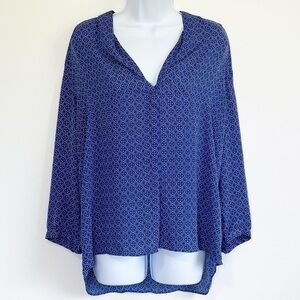 4/25$ LAUNDRY By Shelli Segal Blouse Patterned Workwear Size Large